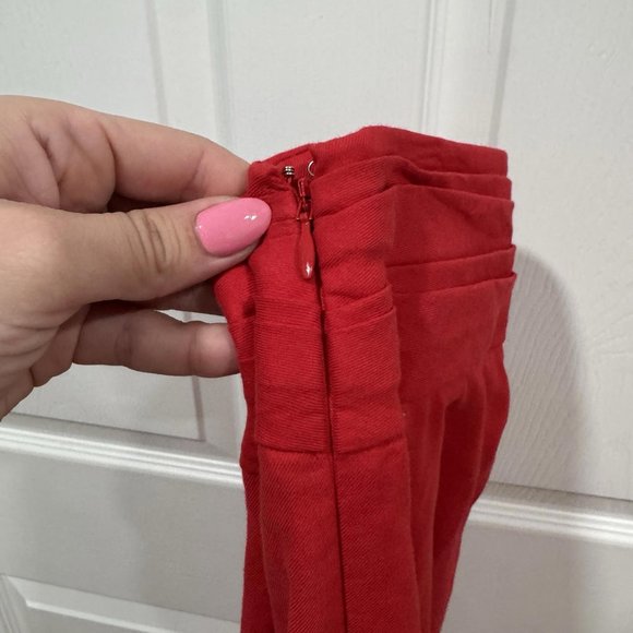 VINCE. Twist Front Detail 100% Cotton A-Line Skirt, Size 2- Poppy - $295 - Picture 14 of 14